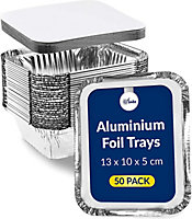Small Aluminium Foil Food Storage Trays Disposable Foil Containers for Takeaways With Lids- 25 Pack