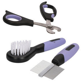 Small Animal Deluxe Claw Nail Cutter, Soft Brush & Double Sided Comb Groom Kit