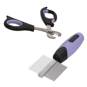 Small Animal Deluxe Claw Trimmer Nail Cutter & Double Sided Comb Grooming Kit