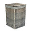 Small Antique Wash Square Laundry Basket with Grey Sage Lining