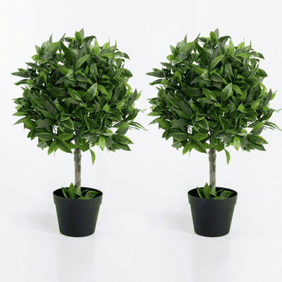 Small Artificial Topiary Ball Tree - UV Stable Premium 70cm Faux Bay Bush by Blooming Artificial