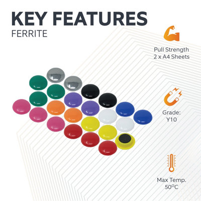 SagaSave 50Pcs Colorful Round Magnets - Orange, Red, Yellow, Purple, Green For Fridge & Whiteboard