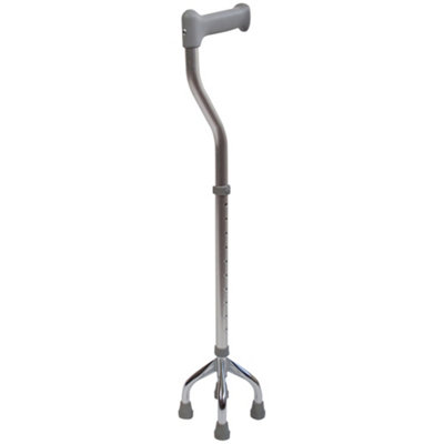 Small Based Quad Cane with Swan Neck - 10 Height Settings - 127kg Weight Limit