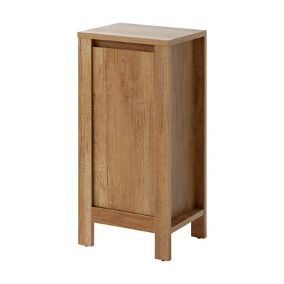 Small Bathroom Cabinet 400 Freestanding 40cm Floor Base Unit Slim Storage Cupboard Oak Effect Classic