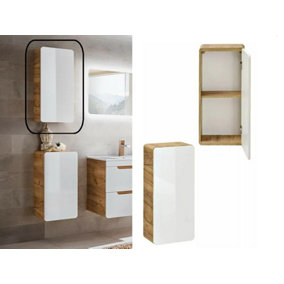 Small Bathroom Cabinet Wall 350mm Slim Storage Unit Compact Cupboard White Gloss / Oak Arub