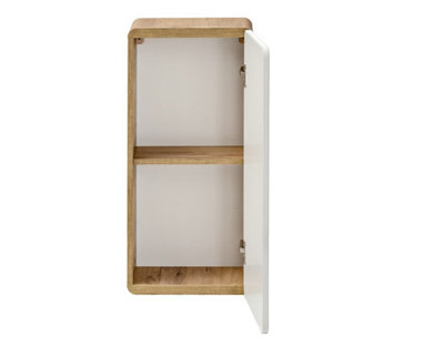 Small Bathroom Cabinet Wall 350mm Slim Storage Unit Compact Cupboard White Gloss Oak Arub