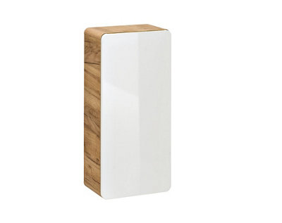 Small Bathroom Cabinet Wall 350mm Slim Storage Unit Compact Cupboard White Gloss / Oak Arub