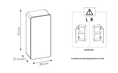 Small Bathroom Cabinet Wall 350mm Slim Storage Unit Compact Cupboard White Gloss / Oak Arub