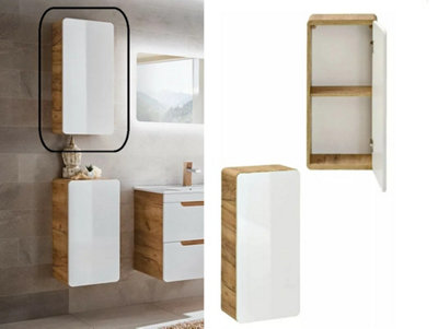 Small Bathroom Cabinet Wall Slim Storage Unit Compact Cupboard White Gloss Oak Arub
