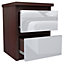 Small Bedside Table Drawer Cabinet Bedroom Furniture 30x30x40cm - Finish Wenge/White Gloss