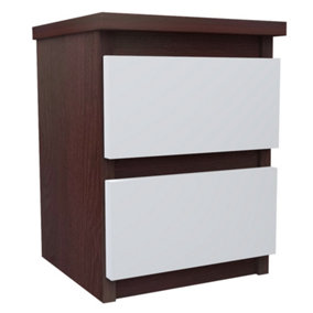 Small Bedside Table Drawer Cabinet Bedroom Furniture 30x30x40cm - Finish Wenge/White Mat