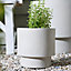 Small Beige Fibre Clay Indoor Outdoor Garden Planter Houseplant Flower Plant Pot