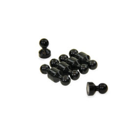 Small Black Acrylic Push Pin Magnet for Fridge, Whiteboard, Noticeboard, Filing Cabinet - 11mm dia x 17mm tall - Pack of 10