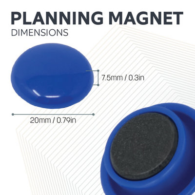 Small Blue Planning Office Magnets for Fridge, Whiteboard, Noticeboard ...