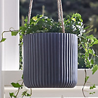 Small Blue Rippled Finish Hanging Pots Planter Indoor Outdoor Garden Houseplant Flower Plant Pot