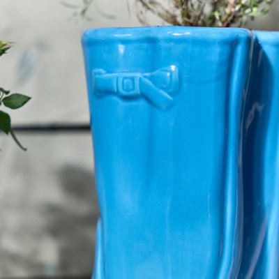 Small Blue Wellington Outdoor Planter Ceramic Indoor Outdoor Summer Flower Pot Garden Planters
