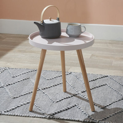 Small Blush Pink Round Tripod Side Table