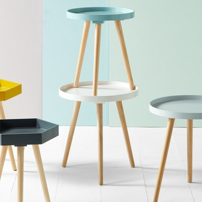 Small Blush Pink Round Tripod Side Table