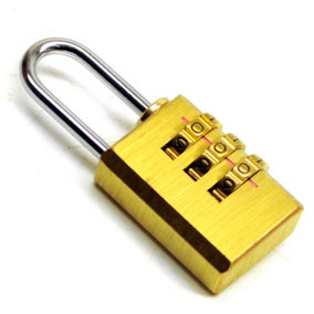 Small Brass Combination Resettable Padlock Suitcase Luggage Shed Garage Fence