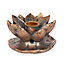 Small Bronze Colour Lotus Flower Backflow Incense Burner - Made From Resin (H4.5 x W7.5 cm)