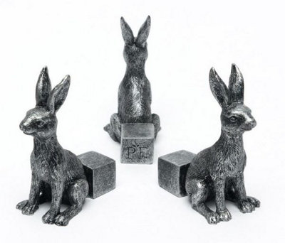 Small Brushed Silver Hare Plant Pot Feet - Set of 3