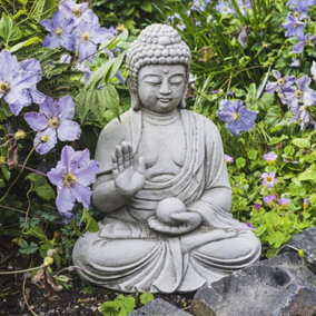 Small Buddha with Ball in Hand Garden Statue