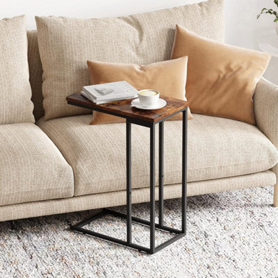Small C Shaped End Table Slim Snack Tray Table Coffee Table for Living Room Stable Side