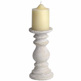 Small Candle Holder - Stone - L10 x W10 x H20 cm - Cream