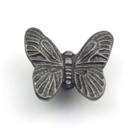 Small Cast Iron Butterfly Cabinet Knob - Approx 55mm - Pack of 2