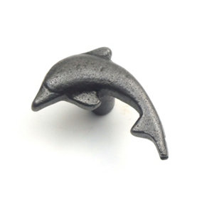 Small Cast Iron Dolphin Cabinet Knob - Approx 50mm - Pack of 2