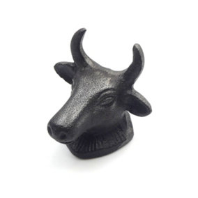 Small Cast Iron Horned Cow Cabinet Knob - Approx 55mm - Pack of 2