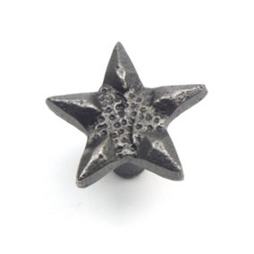 Small Cast Iron Star Cabinet Knob - Approx 35mm - Pack of 2