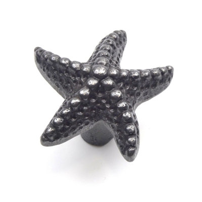 Small Cast Iron Starfish Cabinet Knob - Approx 45mm - Pack of 2