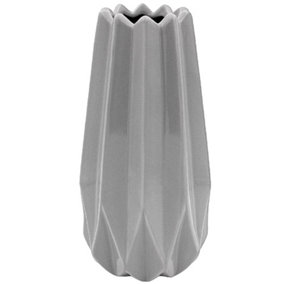 Small Ceramic Geometric Vase - 23cm - Grey