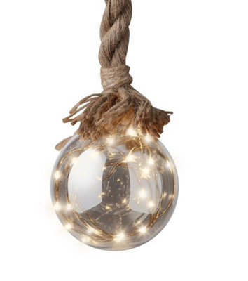 Small Christmas LED Globe Rope Light 15 Warm White LED In A 10cm Mirrored Ball Price Comparisons | Compare The Build