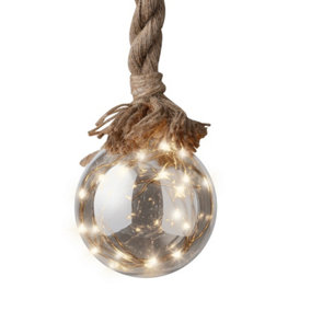 Small Christmas LED Globe Rope Light 15 Warm White LED In A 10cm Mirrored Ball