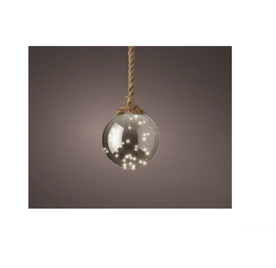 Small Christmas LED Globe Rope Light 15 Warm White LED In A 10cm Mirrored Ball