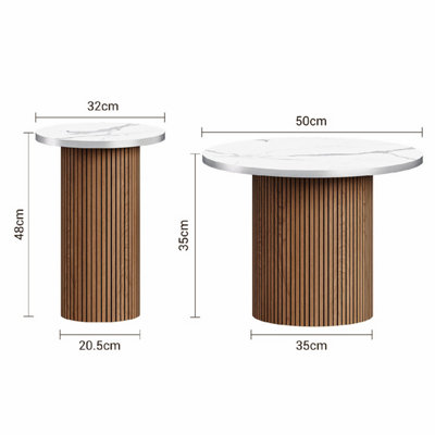 Small Coffee Table Set of 2,Round Coffee Tables for Living Room,Walnut