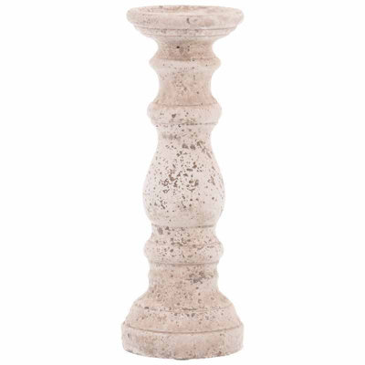 Small Column Candle Holder - Ceramic - L12 x W12 x H31 cm - Stone