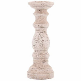 Small Column Candle Holder - Ceramic - L12 x W12 x H31 cm - Stone