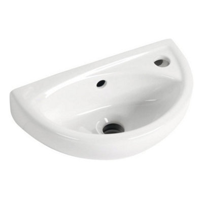 Small Compact Bathroom Cloakroom Basin Sink Wall Hung Curved with Fixings