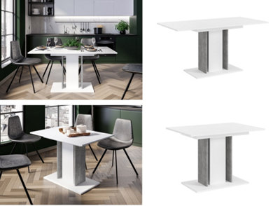 Small Dining Table Extending Space Saving Slim Compact Kitchen Table in Thin Skinny Grey White Design Wren