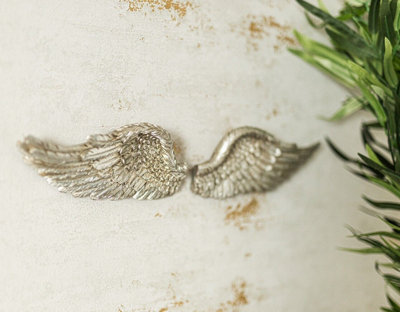 Small Distressed Silver Angel Wings Ornament - 6