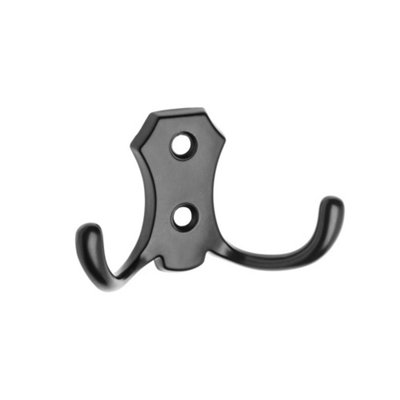 Small Double Coat Hanger Hook Door Wall Bath BK24 Model - Colour Black - Pack of 20