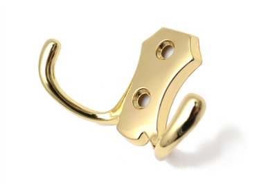 brass door hooks  4 Pack of Brass Double Coat Hooks Door & Wall