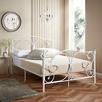 Small Double Metal Bed Frame White Crystal