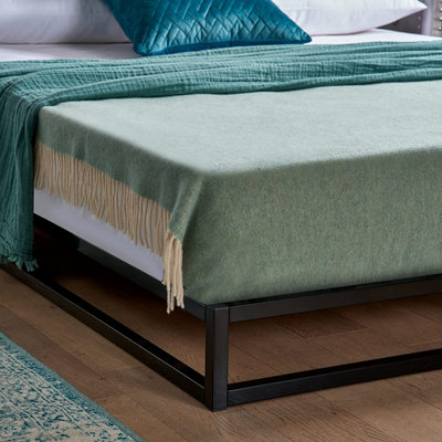 Small Double Platform Bed Frame Low Profile Bed Black