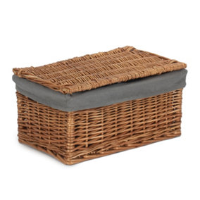 Small Double Steamed Storage Hamper with Grey Sage Lining