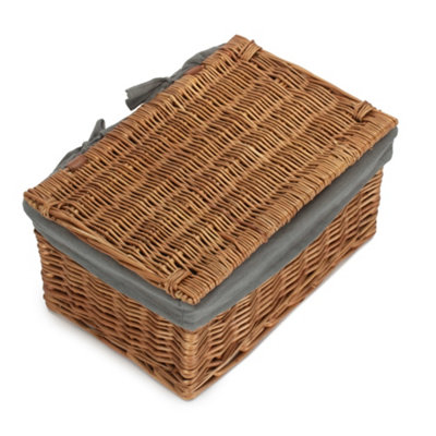 Small Double Steamed Storage Hamper with Grey Sage Lining