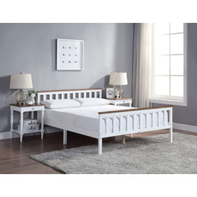 Small Double White Wooden Bed Frame Pine Wood Bed